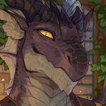 1:1 anthro black_horn brown_body brown_scales brown_sclera bust_portrait clothed clothing corzh77 dragon frill_(anatomy) front_view hi_res horn looking_at_viewer male mouth_closed mythological_creature mythological_scalie mythology neck_frill portrait pupils ridged_horn scales scalie slit_pupils solo tan_body tan_frill tan_scales yellow_eyes