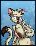 2017 anthro areola big_areola big_breasts black_body black_fur blue_eyes bra breasts brown_areola clothing digital_media_(artwork) domestic_cat duo dutch_(artist) eyewear felid feline felis female fur glasses hi_res huge_breasts larger_female lips male mammal mouse murid murine navel nipples panties red_lips rodent siamese simone_(dutch) size_difference smaller_male tan_body tan_fur underwear wide_hips