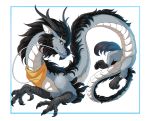  2019 antlers asian_mythology black_hair brown_eyes claws digital_media_(artwork) dragon east_asian_mythology eastern_dragon feral fur furred_dragon hair horn jay-kuro mythology simple_background solo white_background 