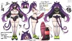  1girl absurdres ahoge animal_ears ass bar_censor bell breasts bulge cat_ears cat_girl cat_tail censored character_name collar commentary_request emoji english_text full_body futanari hair_over_one_eye heart highres huge_breasts huge_penis huge_testicles kamotaro long_sleeves looking_at_viewer multiple_tails multiple_views navel neck_bell open_mouth original penis purple_hair short_shorts shorts simple_background skindentation soda spiked_collar spikes tail teeth testicles thighhighs tongue tongue_out twintails twitter_username veins veiny_penis white_background yellow_eyes 