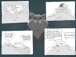 2025 4:3 angry anthro bandage bandaged_ear carrying_another duo english_text eyes_closed felid feline fur greyscale half-closed_eyes hi_res jules_nidoqueen kicking_face kuafu_(nine_sols) looking_at_another looking_at_partner mammal monochrome narrowed_eyes nine_sols on_head one_eye_closed red_candle_games screaming solarian speech_bubble text tired white_body white_fur yi_(nine_sols)
