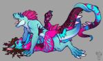 absurd_res allosaurid allosaurus anthro clinging dinosaur dominant dominant_male duo feathers female from_front_position fur hair hi_res hybrid lazo lying male male/female miss-yazriel missionary_position on_back penetration prehistoric_species reptile scalie sex tail tail_wraps theropod unknown_species vaginal vaginal_penetration wraps yazriel