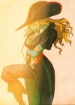  1girl absurdres bengus blonde_hair boots breasts brown_boots brown_eyes capcom collared_shirt crossed_arms expressionless eyepatch facing_to_the_side feet_out_of_frame game_cg hat highres leg_up long_hair long_sleeves marvel marvel_vs._capcom marvel_vs._capcom_2 non-web_source official_art pirate pirate_hat portrait ruby_heart scan shirt sleeve_cuffs solo standing 