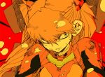  1girl air_bubble bubble clenched_teeth cockpit green_eyes hair_between_eyes lcl neon_genesis_evangelion plugsuit saburou_(sblo) solo souryuu_asuka_langley teeth twintails underwater upper_body 