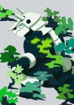  absurdres aggron blue_eyes bush claws closed_mouth full_body grey_background hida_rite highres horns looking_ahead no_humans outstretched_arm plant pokemon pokemon_(creature) pokemon_focus 