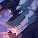  1:1 anthro blue_body blue_eyes blue_fur blue_hair cheek_tuft clothed clothing corzh77 dragon ear_piercing ear_stud facial_tuft fugama fur furred_dragon furred_scalie grey_body grey_fur hair hi_res horn looking_at_viewer male mythological_creature mythological_scalie mythology narrowed_eyes neck_tuft open_mouth piercing red_tongue scalie solo tongue tuft white_body white_fur white_horn 