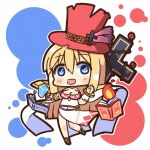  argyle_clothes artist_request bad_link belt blonde_hair book chibi dress fire hat highres no_panties ragnarok_online red_hat sandals see-through_clothes simple_background sorcerer_(ragnarok_online) top_hat 