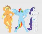  5:4 applejack_(mlp) breasts cutie_mark equid equine female friendship_is_magic hi_res horse lurking_tyger mammal my_little_pony rainbow_dash_(mlp) rarity_(mlp) 