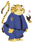 benjamin_clawhauser big_butt bodily_fluids butt canid canine cheetah clothing disney duo erection erection_under_clothing felid feline fox genital_fluids heart_symbol hi_res hypnokoo hypnosis hypnotic_eyes male male/male mammal mind_control overweight overweight_male precum smile spiral_eyes zootopia