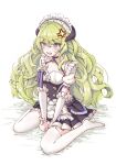  1girl alternate_costume anger_vein angry apron artist_request black_dress breasts cosplay dated dress earrings elysia_(honkai_impact) elysia_(honkai_impact)_(cosplay) elysia_(miss_pink)_(honkai_impact) elysia_(miss_pink_elf)_(honkai_impact) enmaided frilled_dress frilled_shirt_collar frilled_sleeves frills full_body green_eyes green_hair honkai_(series) honkai_impact_3rd jewelry long_hair looking_at_viewer maid maid_apron maid_headdress medium_breasts mobius_(honkai_impact) no_shoes open_mouth scowl seiza single_earring sitting slit_pupils soles solo source_request waist_apron wavy_hair white_apron white_background white_sleeves 