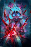  1girl 1other animal_ears antlers blonde_hair breaking broken_glass brown_fur buck_teeth checkered_clothes checkered_sweater_vest checkered_vest corruption crazy_eyes crazy_smile deer_antlers deer_ears deer_girl deltarune despair desperation ears_down eyelashes false_smile freckles furry furry_female glass grabbing_another&#039;s_hand highres holding_hands horns kris_(deltarune) long_hair noelle_holiday open_mouth pink_eyes pov pov_hands reindeer_girl scared shattered smile spoilers starcat_bloom teeth two-tone_sweater_vest vest wavy_hair wavy_mouth weird_route_(deltarune) 