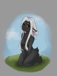 3:4 absurd_res anthro artist_katoda black_sheep bovid brown_eyes caprine female fur furry grass hair hi_res mammal original_character plant sheep solo white_hair
