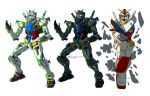  armor break breaking crack fighting_stance gundam gundam_gquuuuuux kin-san_(sasuraiga) looking_at_viewer mecha mecha_focus mobile_suit no_humans purple_eyes robot rx-78-2_gundam science_fiction v-fin white_gundam yellow_eyes 