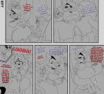 2_horns abdominal_bulge absurd_res anthro artist_name belly big_belly big_breasts big_butt big_penis black_nose blitzo_(helluva_boss) bodily_fluids breasts butt canid canid_demon canine comic cum cum_inflation cum_inside demon duo_focus english_text female genital_fluids genitals greyscale group hair hellhound helluva_boss hi_res horn huge_butt huge_penis imp inflation inside kiffy_(artist) long_hair loona_(helluva_boss) mammal monochrome moxxie_(helluva_boss) mythological_canine mythological_creature mythology nipple_outline penetration penis profanity sex text thick_thighs trio vaginal vaginal_penetration wide_hips