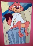 2024 anthro artist_name black_eyes black_nose black_tail choo-choo_(top_cat) clothing digital_media_(artwork) domestic_cat felid feline felis fence full_moon fur gavanzude half-closed_eyes hanna-barbera hi_res low-angle_view male mammal moon multicolored_body multicolored_fur narrowed_eyes night outside pink_body pink_fur pink_tail sitting smile solo sweater tail tan_body tan_fur text three-quarter_view top_cat_(series) topwear trash_can two_tone_body two_tone_fur two_tone_tail whiskers white_clothing white_sweater white_topwear wood wood_fence