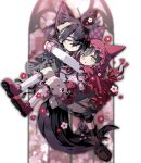  alternate_costume animal_ear_fluff animal_ears animal_hood black_hair black_nails black_socks boots brown_boots brown_hair carrying commentary_request crossdressing crossed_bangs florian_(pokemon) flower hair_between_eyes hairband hood kieran_(pokemon) long_sleeves looking_at_viewer open_mouth parted_lips pokemon pokemon_sv pon1o_pnpn purple_hair red_flower red_shoes shoes socks tail trap white_flower white_socks yaoi yellow_eyes yellow_hairband 