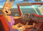 2025 4_toes 5_fingers anthro artist_logo barefoot beach blue_sky bottomwear brown_eyebrows brown_eyes canid canine canine_teeth car cel_shading cheek_tuft clothing countershade_face countershade_feet countershade_hands countershade_neck countershading denim denim_bottomwear denim_clothing denim_shorts detailed_background diane_foxington directed_motion_outline dreamworks driving english_text eye_markings eyebrows eyelashes facial_tuft feet female fingers fox fur head_tuft hi_res horizon inside_car inside_vehicle knee_tuft leg_tuft logo looking_at_viewer looking_back looking_back_at_viewer mammal markings mercedes-benz one_eye_closed open_mouth orange_body orange_fur oversized_clothing oversized_topwear palm_tree pink_clothing pink_nose pink_topwear plant red_tongue sammfeatblueheart sea shaded shorts signature sitting sky solo tan_body tan_fur teeth text the_bad_guys toes tongue topwear tree tuft vehicle water white_clouds wink