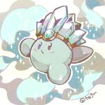  blush_stickers commentary_request cryokinesis full_body ice_kirby kirby kirby_(series) lowres no_humans solo sparkle tetori twitter_username 