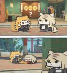  2boys 4girls ? animal_ears black_fur black_mask body_fur burnice_white cat_ears cat_girl cat_tail chibi disguise fluffy_tail furry furry_female furry_male game_screenshot_background highres ju_fufu multiple_boys multiple_girls pan_yinhu panda_boy pulchra_fellini screenshot_background serval striped_fur superappleman sweatdrop sweety_(zenless_zone_zero) tail tiger_ears tiger_girl tiger_tail yellow_fur zenless_zone_zero 