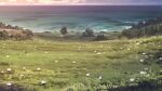  beach bush cloud cloudy_sky dirt_road flower forest gradient_background grass highres hill horizon large_variant_set nature no_humans non-web_source our_life:_beginnings_and_always outdoors poppy_(flower) road scenery sky sunset too_many_flowers variant_set 