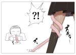  !? 1boy 1girl all_fours black_skirt black_socks blue_archive closed_eyes closed_mouth commentary doodle_sensei_(blue_archive) highres ikurage_(namakurage_13) iori_(blue_archive) licking long_tongue lower_body pervert saliva sensei_(blue_archive) simple_background skirt smile socks symbol-only_commentary tongue tongue_out very_long_tongue white_background 