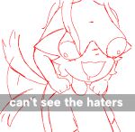anthro areola big_areola big_breasts blush bodily_fluids breasts breasts_on_face can&#039;t_see_the_haters canid canine canis domestic_cat domestic_dog drooling duo felid feline felis female hair hands_on_shoulders long_hair low_res male male/female mammal meme nipples nude saliva salty_(ssdh) simple_background ssdh tail tail_motion tailwag white_background
