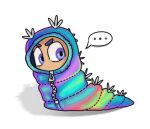 ambiguous_gender blue_eyes clothing costume digital_drawing_(artwork) digital_media_(artwork) feral full-length_portrait limbless low_res noseless portrait shadow simple_background solo source_request speech_bubble unknown_artist white_background worm worm_(worms) worms_(series) zipper