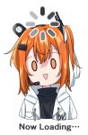  a.i._voice adachi_rei black_shirt computer_chip cropped_torso deformed english_text hair_between_eyes hair_ribbon headlamp highres jacket koz_001 loading_icon looking_at_viewer microphone open_clothes open_jacket orange_hair radio_antenna ribbon shirt side_ponytail solid_circle_eyes triangle_mouth twitter_username utau white_jacket white_ribbon 