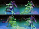 3d_(artwork) 4:3 absurd_res amphibian anthro athletic_wear blender_(artwork) breasts digital_media_(artwork) female frog genitals green_body green_skin hair heartlessangel3d hi_res lily_pad long_hair long_tongue looking_at_viewer nipples nude penny_(masterreviewer1000) plant pupils slit_pupils solo spots tattoo tongue tongue_out tramp_stamp vagina vulva
