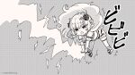  1girl ^^^ animal_ears animal_print bare_shoulders blush breasts fur-trimmed_shorts fur_trim grey_background greyscale hair_ornament highres hololive horns lightning lightning_bolt_hair_ornament lightning_bolt_symbol long_hair loose_socks medium_breasts monochrome official_art open_mouth print_shorts print_socks rino_cnc sheep_ears sheep_girl sheep_horns shoes short_shorts shorts simple_background socks solo tiger_print tsunomaki_watame very_long_hair virtual_youtuber 