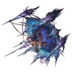  1girl animal_ear_fluff animal_ears blue_hair chain chained chained_wrists fang fenrir_(shingeki_no_bahamut) granblue_fantasy hair_between_eyes leg_tattoo long_hair official_art red_eyes restrained solo tail tattoo wolf_ears wolf_girl wolf_tail 