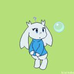 1:1 2021 animated anthro balloon belly big_belly blue_clothing blue_eyes blue_shirt blue_topwear bubble cave_story clothing female fur green_background inflatable inflation kizitoba lagomorph mammal mimiga shirt short_playtime simple_background solo sue_sakamoto topwear transformation white_body white_fur