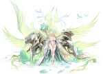  1girl absurdly_long_hair absurdres ahoge animal anklet artist_request azur_lane bare_shoulders barefoot bikini bird blonde_hair blue_flower blush breasts cannon cape chain cleavage closed_mouth collarbone crossed_legs curvy detached_sleeves earrings elf feathered_wings feet flower full_body gem gold_trim gouden_leeuw_(azur_lane) green_flower groin hair_between_eyes hair_ornament halo halterneck hand_up highres holding holding_staff horns huge_breasts jewelry leaf legs lily_pad loincloth long_hair looking_at_viewer machinery mole nail_polish navel necklace no_panties non-web_source official_art oversized_wings parted_lips pelvic_curtain petals plant pointy_ears purple_eyes reflection reflective_water revealing_clothes rigging ripples see-through_clothes skindentation solo staff standing standing_on_liquid stomach swimsuit thigh_strap thighlet thighs toenails toes underwear very_long_hair vines water wide_sleeves wings world_of_warships 
