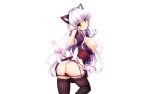  animal_ears breasts corset garter_belt long_hair maid mikeou nipples panties photoshop tail thighhighs underwear undressing white white_hair yellow_eyes 