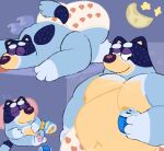 2025 anthro areola ass_up australian_cattle_dog bag bandit_heeler belly beverage beverage_can big_belly big_butt big_moobs blep blue_background bluey_(series) blumpy bubble_butt butt can canid canine canis cattledog chips_(food) clothed clothing container crescent_moon domestic_dog eyebrows eyes_closed food fur heart_clothing heart_symbol heart_underwear herding_dog hi_res holding_beverage holding_can holding_container holding_object junk_food lying male mammal moobs moon narrowed_eyes nipples on_back on_front overweight overweight_anthro overweight_male pastoral_dog pattern_clothing pattern_underwear pawpads pillow simple_background sleeping smile soda solo sound_effects standing star thick_arms thick_thighs tongue tongue_out toony topless topless_anthro topless_male tuft underwear underwear_only vowelless vowelless_sound_effect zzz
