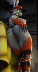 3d_(artwork) android anthro anus barely_visible_anus blue_eyes buckteeth butt clothing digital_media_(artwork) female genitals gimbal_(warfaremachine) glowing glowing_eyes grin hand_on_butt hand_on_own_butt hat headgear headwear hi_res lagomorph legs_together leporid looking_at_viewer looking_back looking_back_at_viewer machine mammal nude nude_anthro nude_female presenting presenting_hindquarters rabbit rear_view robot robot_anthro smile smiling_at_viewer solo teeth thick_thighs vladoknoaz113 vulva watermark wide_hips