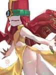  17hornet77987 1boy artist_name cat_boy character_name closed_eyes commentary_request furry furry_male hat highres ji_(nine_sols) male_focus nine_sols outstretched_arms red_hat simple_background solo standing trap twitter_username white_background white_fur 
