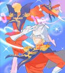  1boy blonde_hair char_aznable epaulettes gloves gundam gundam_gquuuuuux helmet henshin highres jacket long_sleeves male_focus mask military_uniform mobile_suit_gundam red_jacket ribbon sailor_moon_pose sailor_senshi short_hair smile tkrkve43 zeon 