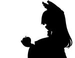  apple bad_apple!! food fruit greyscale hakurei_reimu highres holding holding_food holding_fruit monochrome nanaii_desu nipples parody 