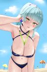  6+girls absurdres adjusting_hair aisha_belka andoris_(girls&#039;_frontline_2) beach between_breasts bikini blonde_hair blue_bikini blue_hair blush breasts brown_hair cleavage cross cross-laced_bikini cross-laced_clothes day earrings facepaint from_below g11_(girls&#039;_frontline) girls&#039;_frontline girls&#039;_frontline_2:_exilium green_eyes green_hair hand_up highres hk416_(girls&#039;_frontline) iron_cross jewelry klukai_(girls&#039;_frontline_2) lainie_(girls&#039;_frontline_2) large_breasts leaning_forward lenna_(girls&#039;_frontline_2) leva_(girls&#039;_frontline_2) long_hair looking_at_viewer looking_down mechty_(girls&#039;_frontline_2) multiple_girls navel orange_hair ponytail smile solo_focus swimsuit teardrop ump40_(girls&#039;_frontline) ump45_(girls&#039;_frontline) ump9_(girls&#039;_frontline) very_long_hair wet white_hair yuzuu 