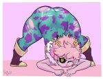 ashido_mina ass_up big_butt black_sclera blue_clothing blue_panties blue_underwear bodysuit boots border bottomwear butt clothing eyelashes female footwear front_view green_bodysuit green_clothing green_skinsuit hair hi_res horn horned_humanoid huge_butt humanoid jack-o&#039;_pose lewdpunch looking_at_viewer my_hero_academia one_eye_closed panties pattern_bodysuit pattern_bottomwear pattern_clothing pattern_panties pattern_underwear pink_body pink_hair pose purple_background purple_boots purple_clothing purple_footwear shoes simple_background skinsuit solo striped_bottomwear striped_clothing striped_panties striped_underwear stripes thick_thighs tight_clothing torn_bodysuit underwear white_border white_clothing white_panties white_underwear wide_hips yellow_eyes yellow_horn
