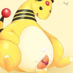  1:1 2019 ampharos balls belly bodily_fluids cum feral genital_fluids hi_res male nintendo overweight penis pok&eacute;mon pok&eacute;mon_(species) sex_toy simple_background stimulation thaasteo thick_thighs video_games 