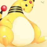  1:1 2019 ampharos belly feral hi_res male nintendo overweight pok&eacute;mon pok&eacute;mon_(species) simple_background thaasteo thick_thighs video_games 