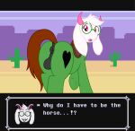 absurd_res anus backsack badumsquish balls bovid cactus caprine cutie_mark deltarune desert dialogue_box dock_(anatomy) equid equine eyewear fangs feral fur genitals glasses goat green_body hasbro heart_symbol hi_res horn horse looking_back male mammal my_little_pony open_mouth outside perineum pink_eyes plant ponification pony presenting puffy_anus raised_tail ralsei round_glasses saddle solo surprised tack tail teeth undertale_(series) white_body white_fur