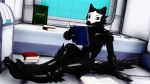  16:9 2019 3d_(artwork) ambiguous_gender anthro black_fur book canid canine canis changed_(video_game) digital_media_(artwork) fur goo_creature malicekira mammal mask monster puro_(changed) reading sitting smile solo wolf 