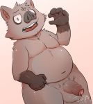  2019 anthro balls belly domestic_pig flaccid hi_res humanoid_hands humanoid_penis male mammal moobs navel overweight overweight_male penis simple_background solo suid suina sus_(pig) tiri_mama 