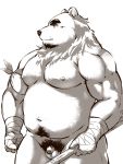  2017 anthro balls belly donabe flaccid humanoid_hands male mammal moobs navel nipples overweight overweight_male penis simple_background solo ursid white_background 