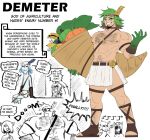  2boys brown_gloves brown_hair character_name chest_hair cornucopia demeter_(mythology) doodle_inset english_commentary english_text facial_hair father_and_son food fruit full_body genderswap genderswap_(ftm) gloves goatee gradient_gloves greek_mythology green_eyes green_gloves green_hair grin hades_(mythology) headband highres holding lightning_glare male_focus menacing_(jojo) multicolored_eyes multicolored_hair multiple_boys muscular muscular_male original persephone_(mythology) pumpkin sad sandals skinny skirt smile solo_focus speech_bubble standing stare_down topless_male trap two-tone_gloves two-tone_hair vegetable wanderjegson wheat white_skirt withered yellow_eyes zeus_(mythology) 