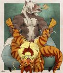 anal anal_orgasm anal_penetration anthro anthro_on_anthro anthro_penetrated anthro_penetrating anthro_penetrating_anthro arm_hair barazoku beard belly_hair bodily_fluids body_hair chest_hair chumbasket cum cumshot dragon duo ejaculation equid equine erection eyes_closed facial_hair felid front_view fur genital_fluids genitals grey_body grey_fur hair hands-free hi_res horse hybrid kneeling leg_grab lying male male/male male_penetrated male_penetrating male_penetrating_male mammal markings musclegut muscular muscular_anthro muscular_male mythological_creature mythological_scalie mythology nipples nude obscured_penetration on_back open_mouth orange_body orange_fur orgasm overweight overweight_anthro overweight_male penetration penis red_hair red_penis red_tongue scalie sex short_hair striped_arms striped_legs striped_markings striped_tail stripes tail tail_markings tongue tongue_out white_hair yellow_body yellow_fur