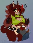 absurd_res anthro belly belly_squish blush bottomwear breast_on_head breasts butt canid canine claws clothing deaniealaska duo eulipotyphlan fan_character female fingerless_gloves fluffy freckled_breasts freckled_butt freckled_face freckled_shoulders freckles gloves half-length_portrait handwear heart_symbol hedgehog hi_res lana_heavenwoods_(deaniealaska) larger_female love male male/female mammal mythological_canine mythological_creature mythology pawpads paws portrait romantic romantic_couple sega shorts size_difference sonic_the_hedgehog_(series) squish surprised_expression sweater tail tail_motion tailwag topwear turtleneck werecanid werecanine werecreature wereeulipotyphlan werehog werewolf wub_(wub)